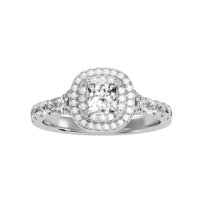 Awe Struck Halo Ring In 925 Sterling Silver - Four