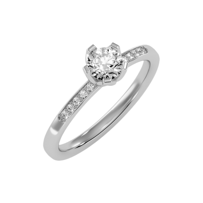Azar Solitaire Ring In 925 Sterling Silver - One