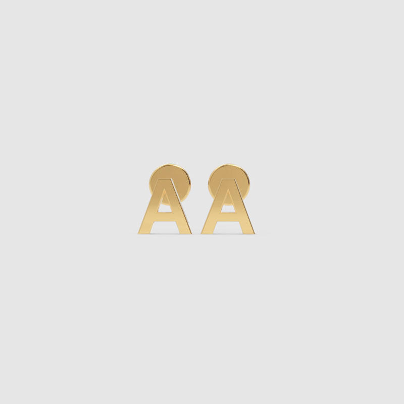 Gold Letter Alphabet Charm Studs Single Initial A To Z - One