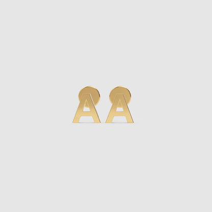 Gold Letter Alphabet Charm Studs Single Initial A To Z - One