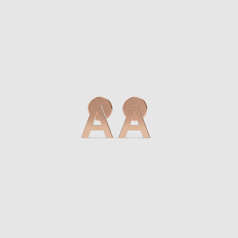 Gold Letter Alphabet Charm Studs Single Initial A To Z - Three