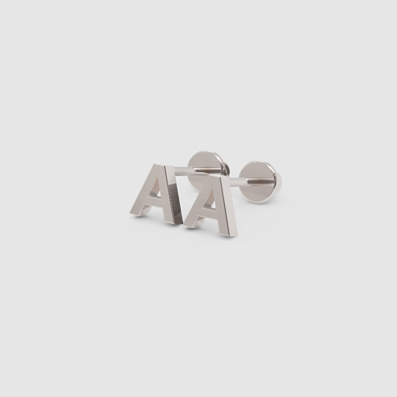 Gold Letter Alphabet Charm Studs Single Initial A To Z - Five