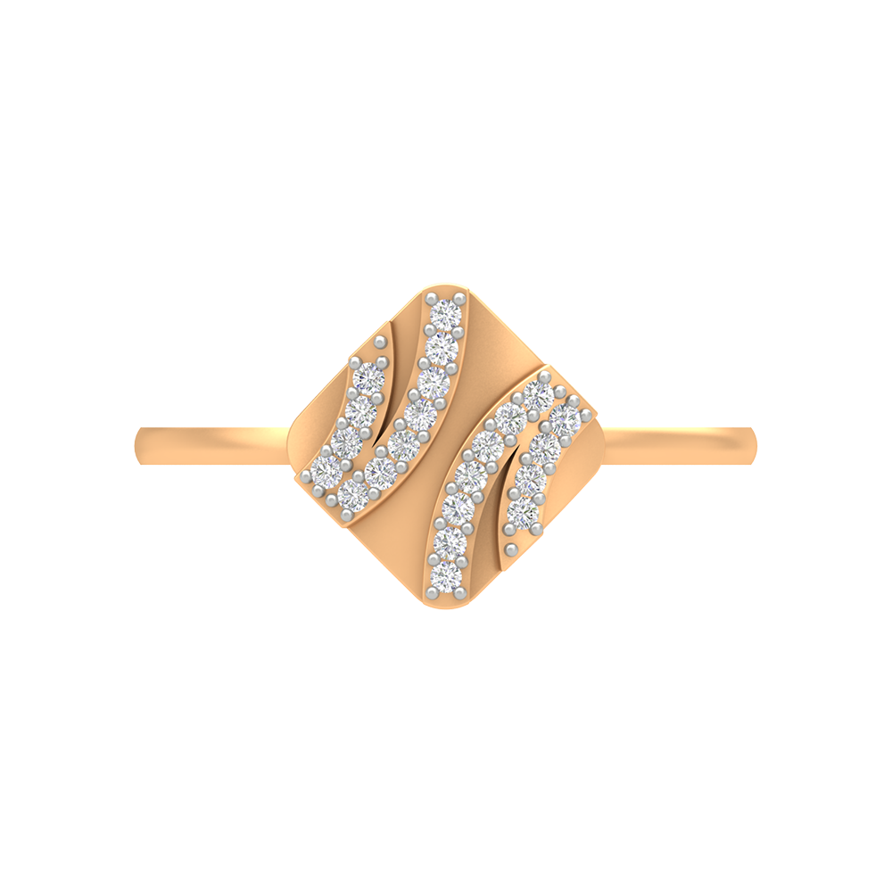 A Designer Diamond Square Ring In 925 Sterling Silver - Ten