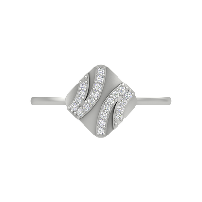 A Designer Diamond Square Ring In 925 Sterling Silver - Two