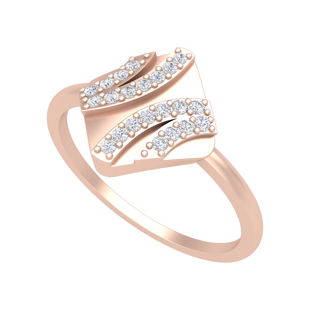 A Designer Diamond Square Ring In 925 Sterling Silver - Five