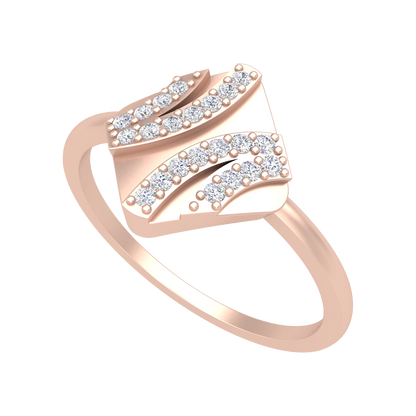 A Designer Diamond Square Ring In 925 Sterling Silver - Five