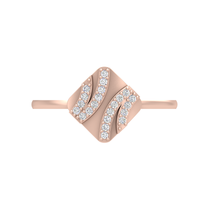A Designer Diamond Square Ring In 925 Sterling Silver - Seven