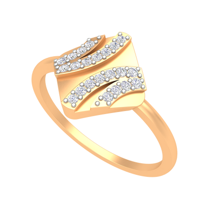 A Designer Diamond Square Ring In 925 Sterling Silver - Nine