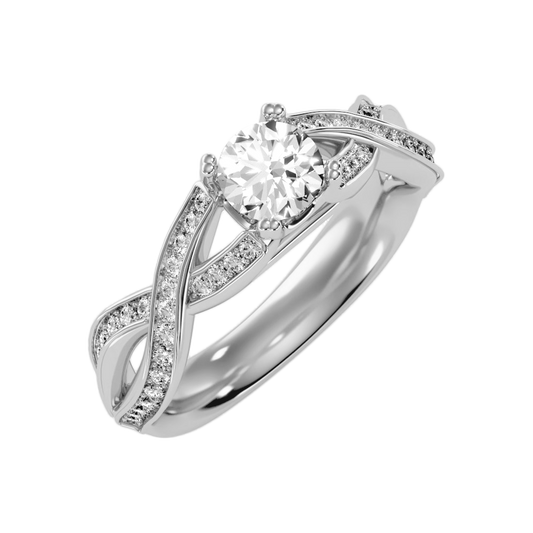 A Simple And Beautiful Engagement Ring In 925 Sterling Silver - Two