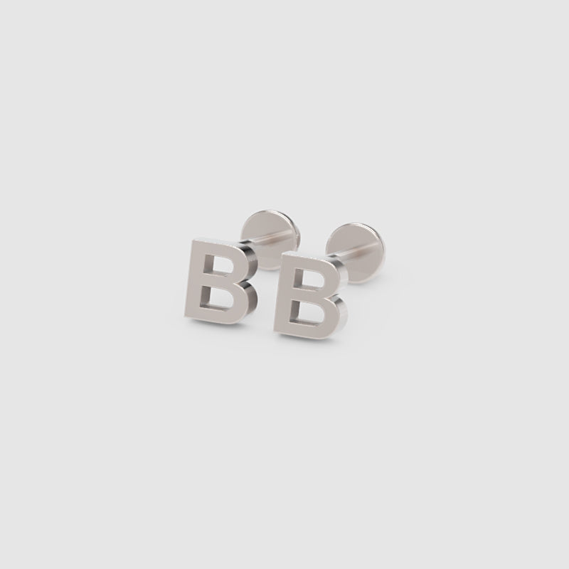 Gold Letter B Initial Stud Earrings - Seven