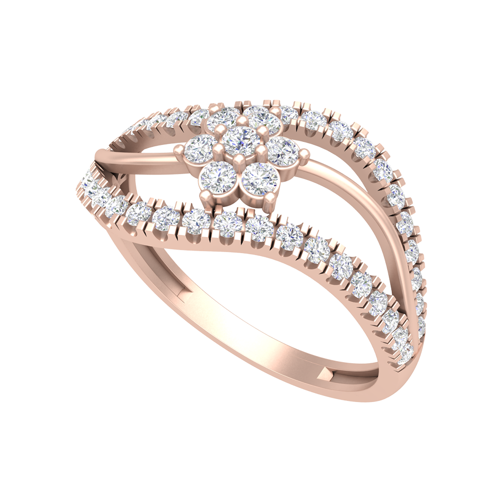 Ballistic Band Diamond Ring In 925 Sterling Silver - One
