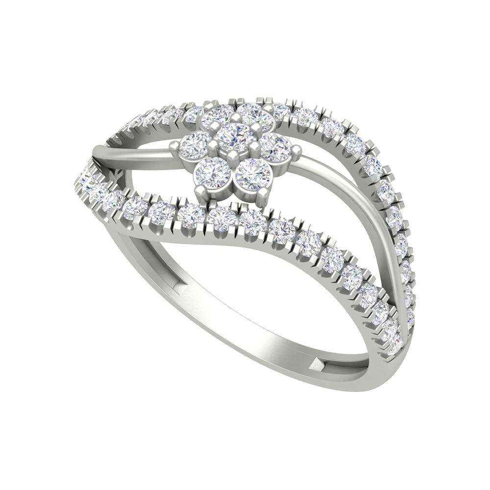 Ballistic Band Diamond Ring In 925 Sterling Silver - Five