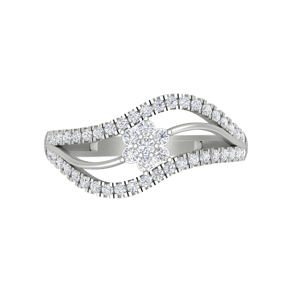 Ballistic Band Diamond Ring In 925 Sterling Silver - Six