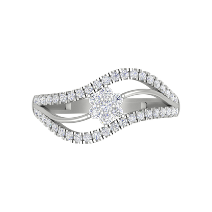Ballistic Band Diamond Ring In 925 Sterling Silver - Six