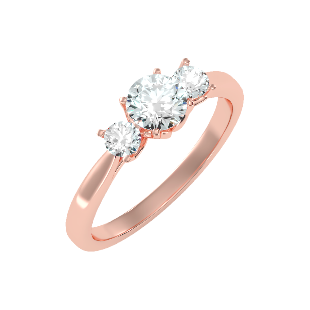 Beaming Tri Stone Ring - One