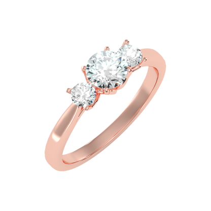 Beaming Tri Stone Ring - One