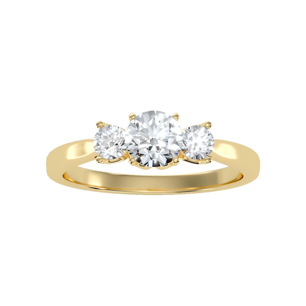 Beaming Tri Stone Ring In 925 Sterling Silver - Eleven
