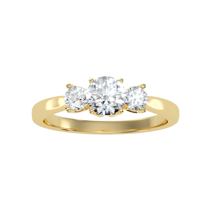 Beaming Tri Stone Ring In 925 Sterling Silver - Eleven