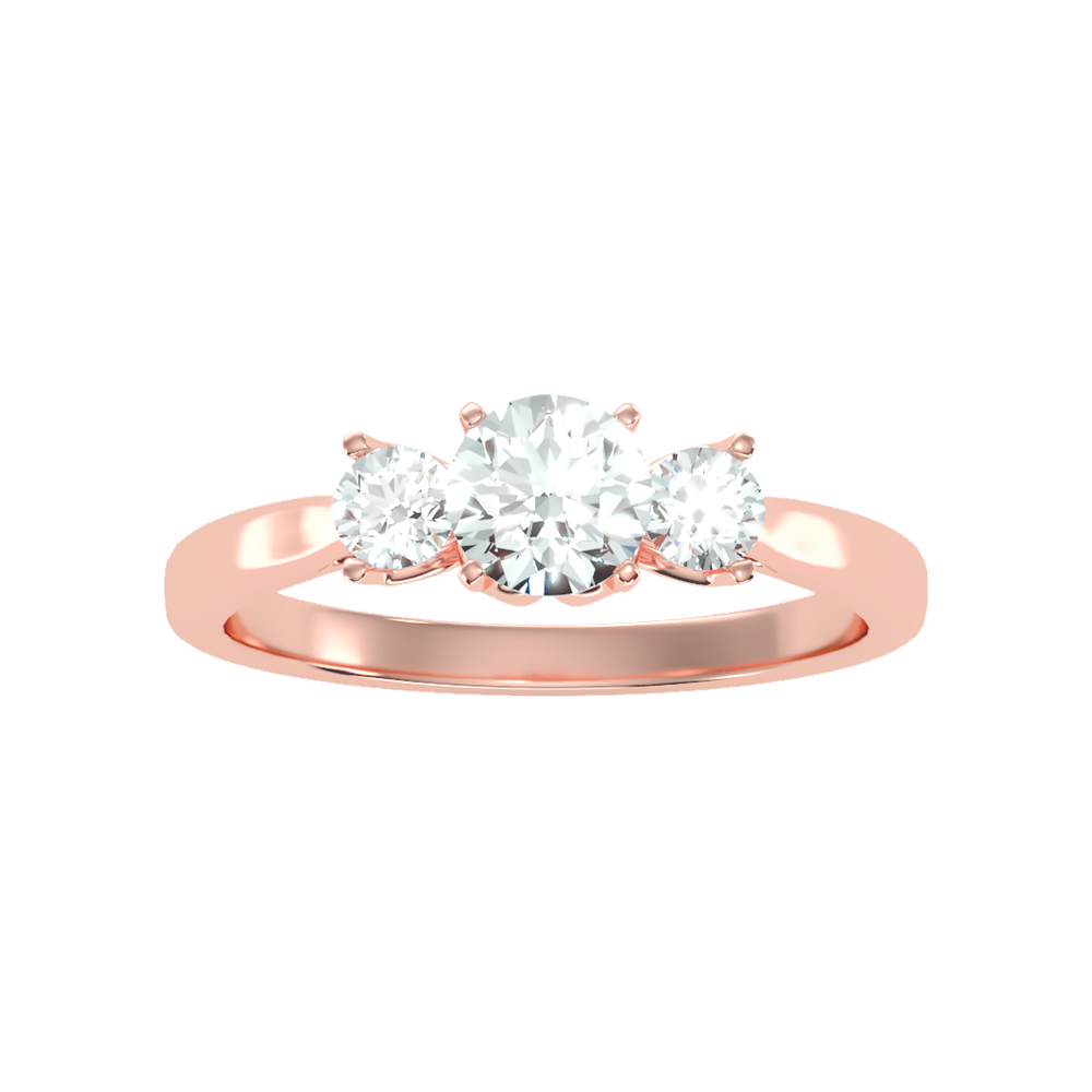 Beaming Tri Stone Ring In 925 Sterling Silver - Two