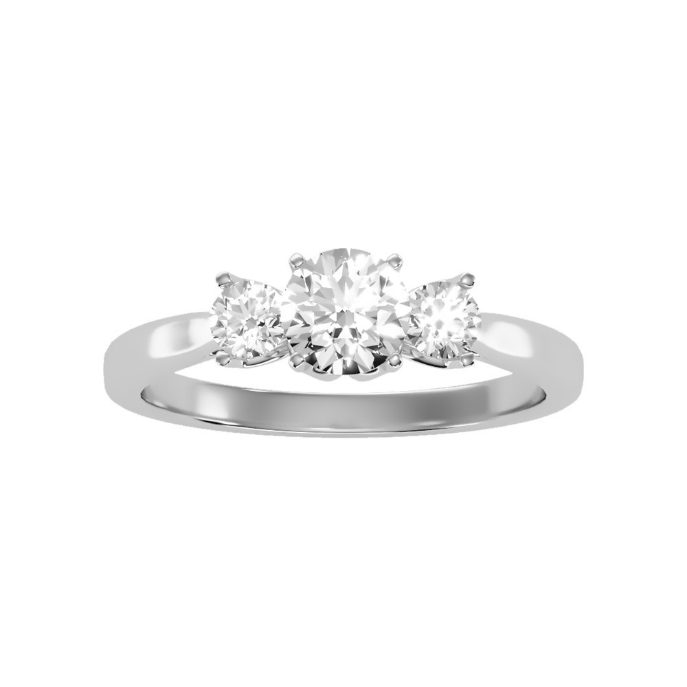 Beaming Tri Stone Ring In 925 Sterling Silver - Six