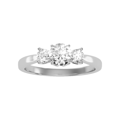 Beaming Tri Stone Ring In 925 Sterling Silver - Six