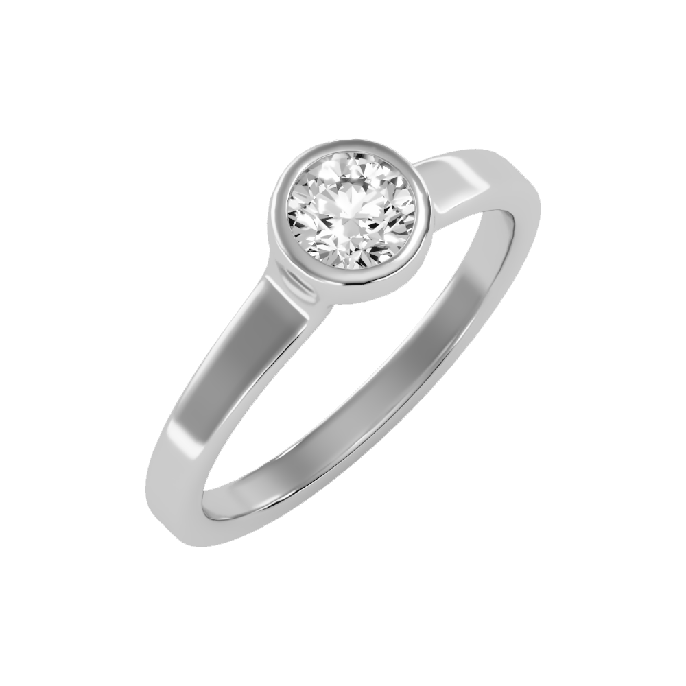 Beamy Solitaire Ring In 925 Sterling Silver - One