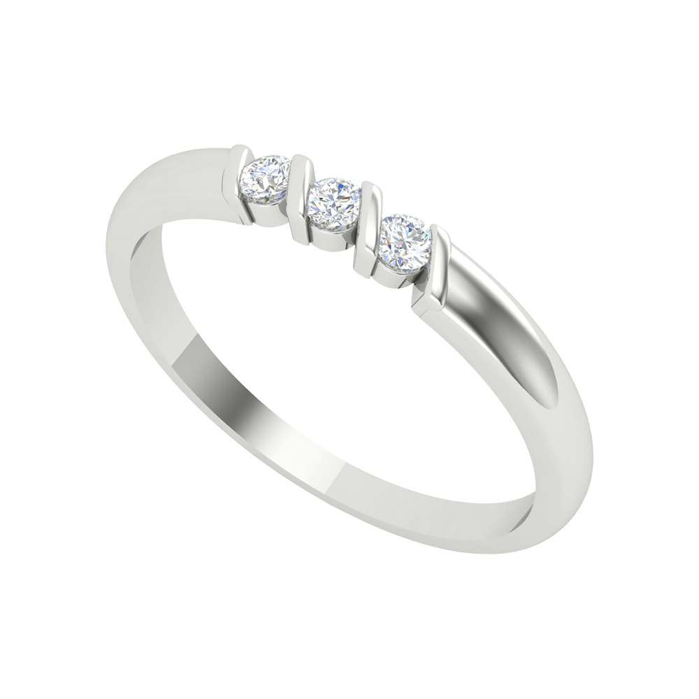Beautiful Gala Tri Stone Ring In 925 Sterling Silver - One