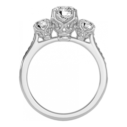 Beautiful Three Round Shaped Diamond Ring In 925 Sterling Silver - One