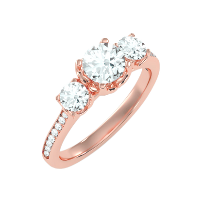 Beautiful Three Round Shaped Diamond Ring - Ten