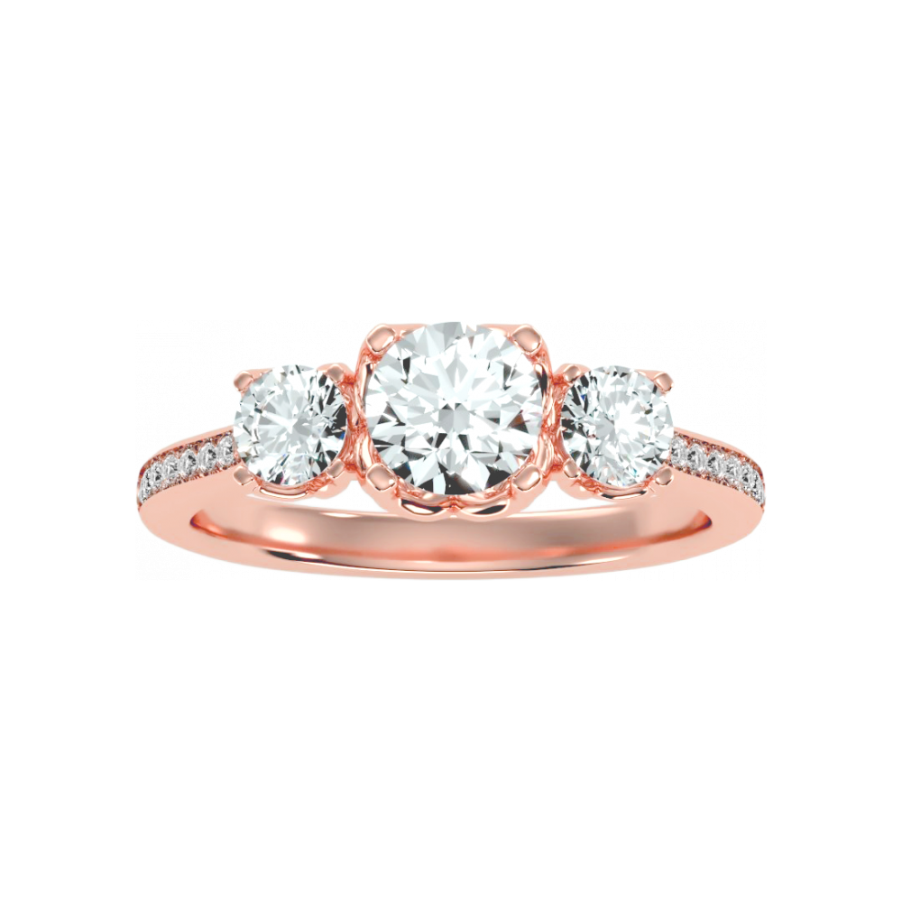 Beautiful Three Round Shaped Diamond Ring - Twelve