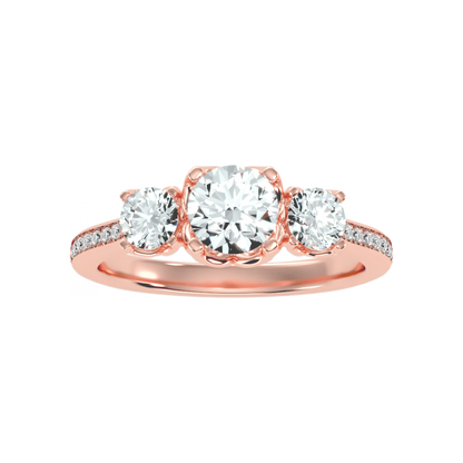 Beautiful Three Round Shaped Diamond Ring - Twelve