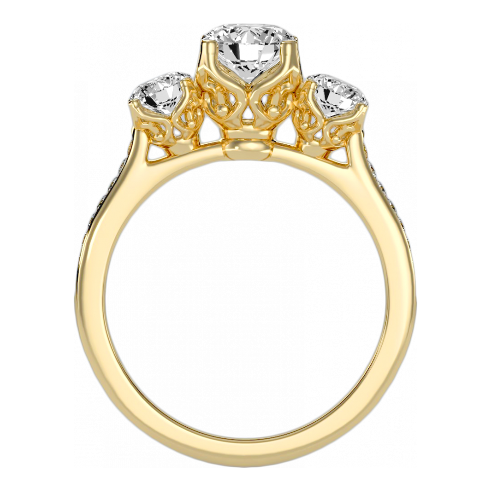 Beautiful Three Round Shaped Diamond Ring In 925 Sterling Silver - Five