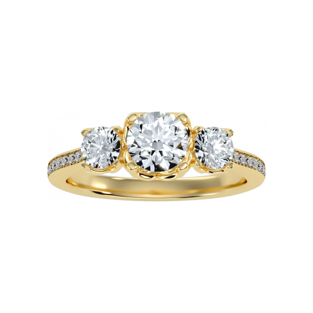 Beautiful Three Round Shaped Diamond Ring - Eight