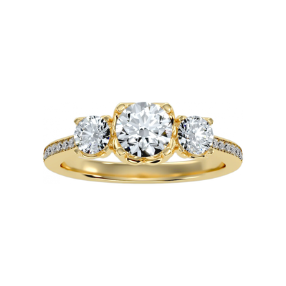 Beautiful Three Round Shaped Diamond Ring - Eight