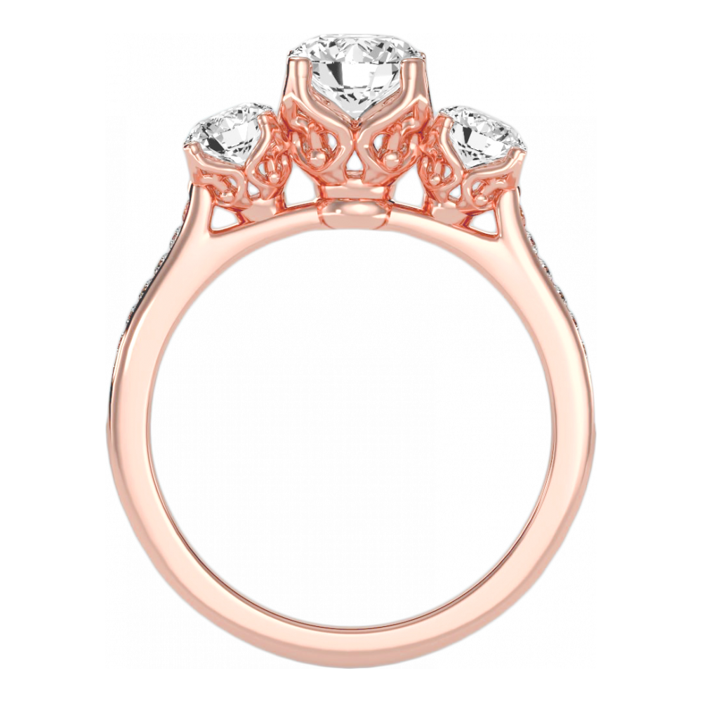 Beautiful Three Round Shaped Diamond Ring In 925 Sterling Silver - Nine