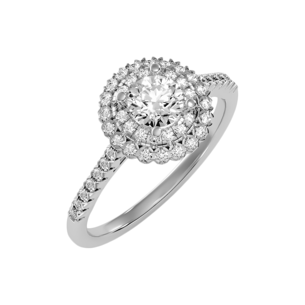 Beauty Halo Ring In 925 Sterling Silver - One
