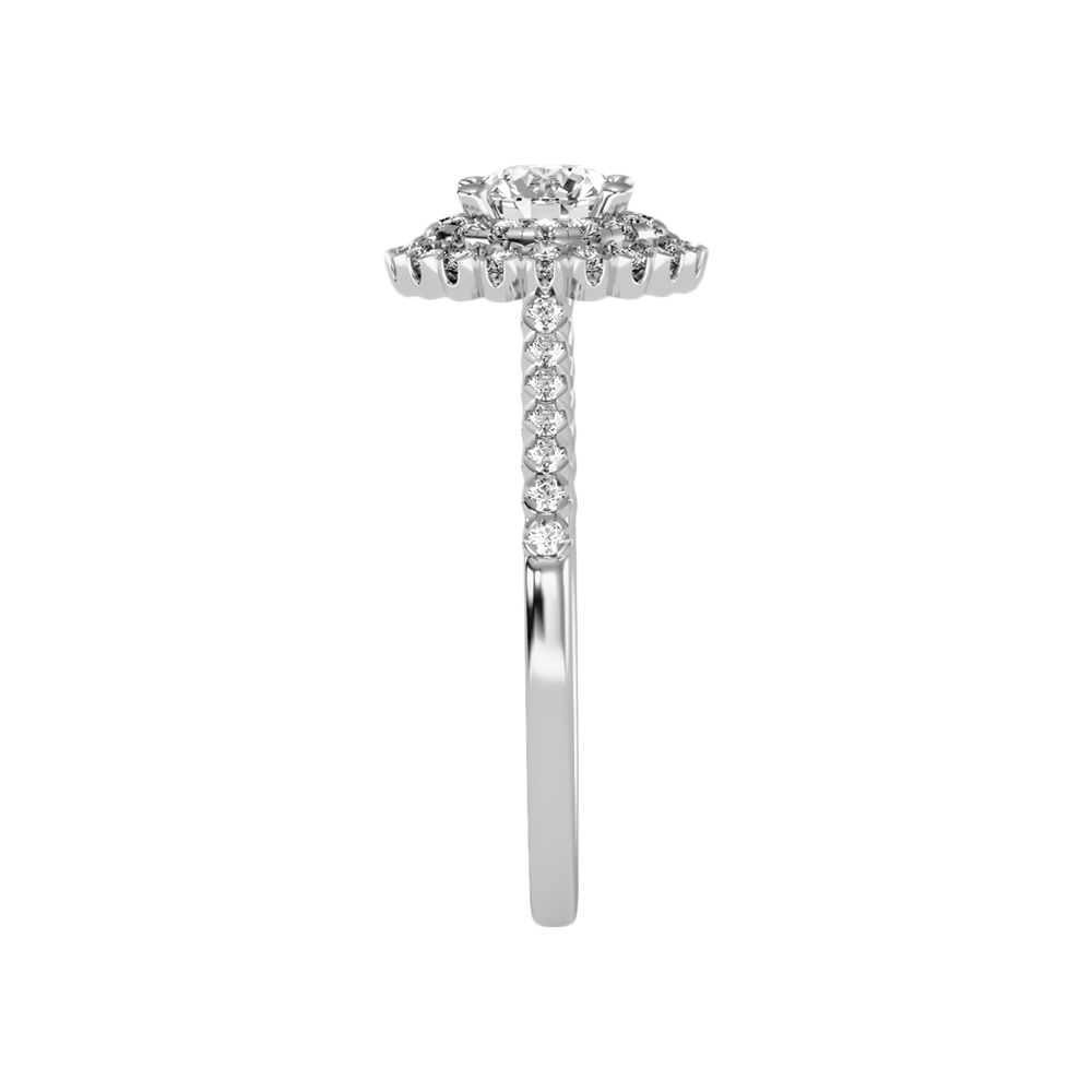 Beauty Halo Ring In 925 Sterling Silver - Four