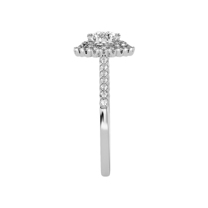 Beauty Halo Ring In 925 Sterling Silver - Four