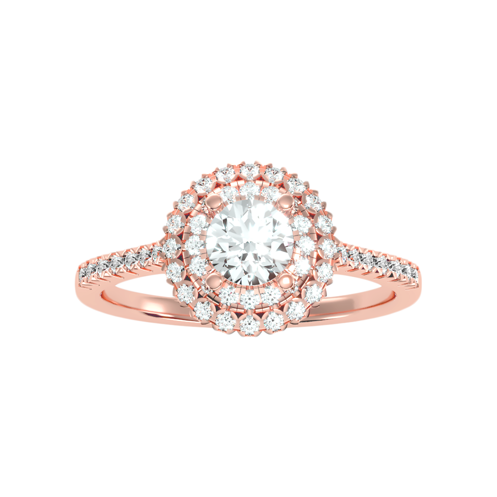 Beauty Halo Ring In 925 Sterling Silver - Five
