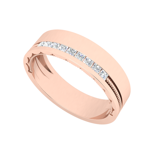 Bella Rosa Diamond Broad Band In 925 Sterling Silver - One