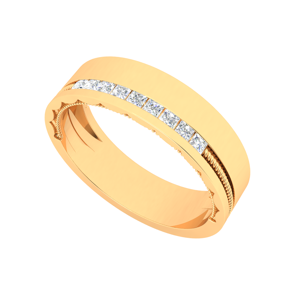 Bella Rosa Diamond Broad Band In 925 Sterling Silver - Nine