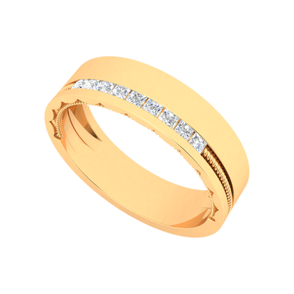 Bella Rosa Diamond Broad Band In 925 Sterling Silver - Nine