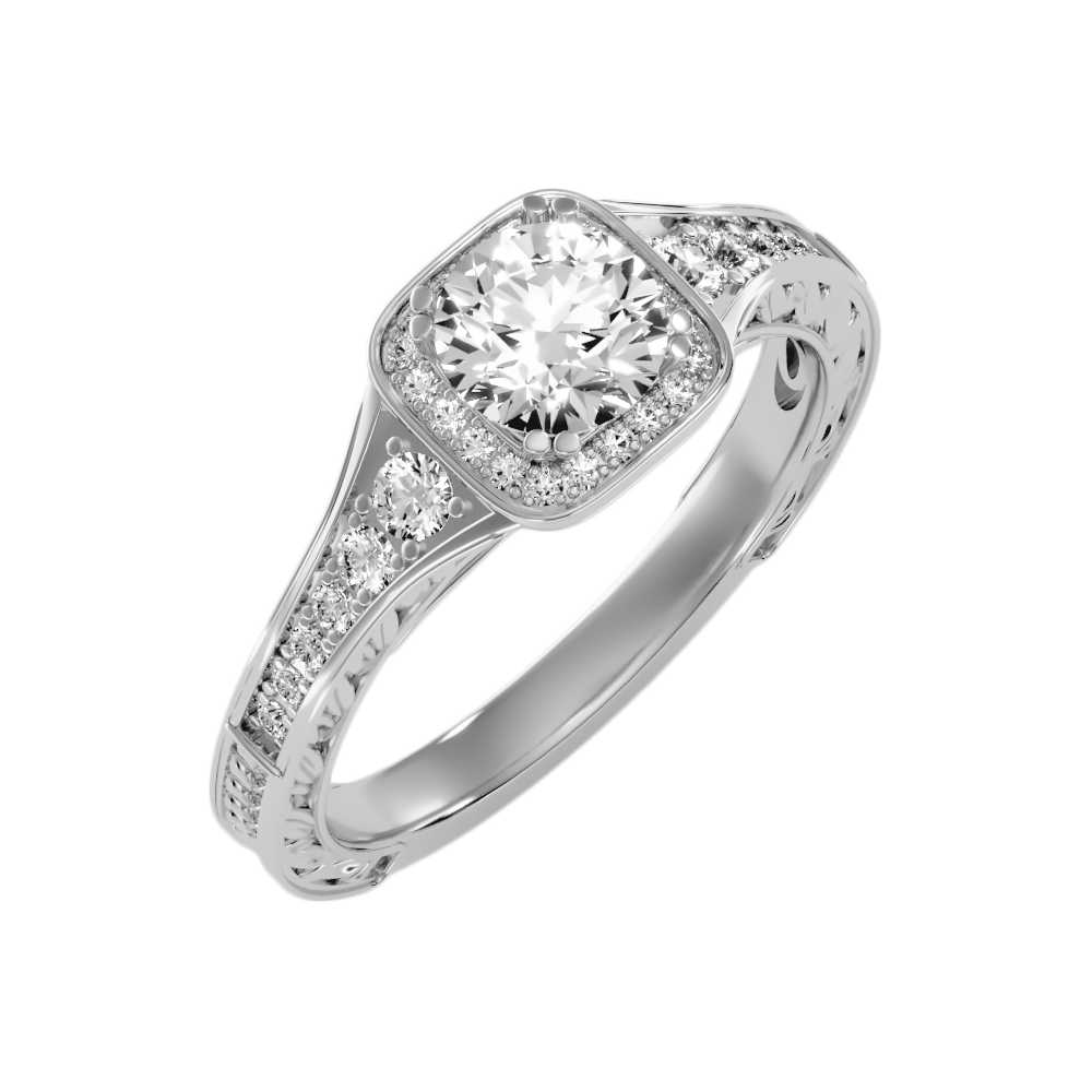 Belle Halo Ring In 925 Sterling Silver - Three