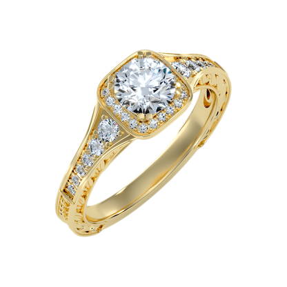 Belle Halo Ring In 925 Sterling Silver - Five