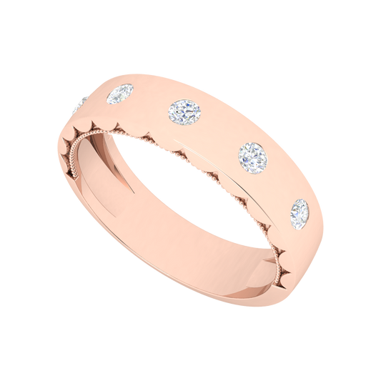 Belle Rose Broad Band Ring In 925 Sterling Silver - One