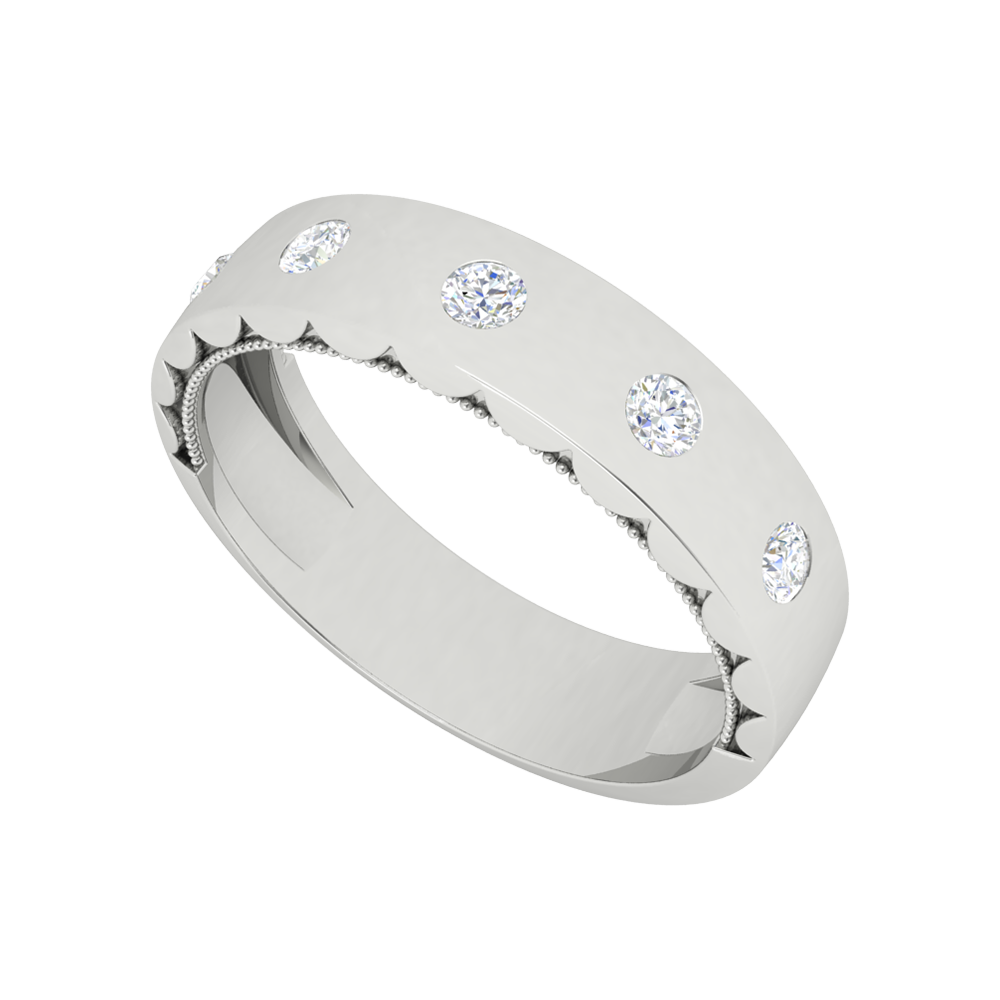 Belle Rose Broad Band Ring In 925 Sterling Silver - Five