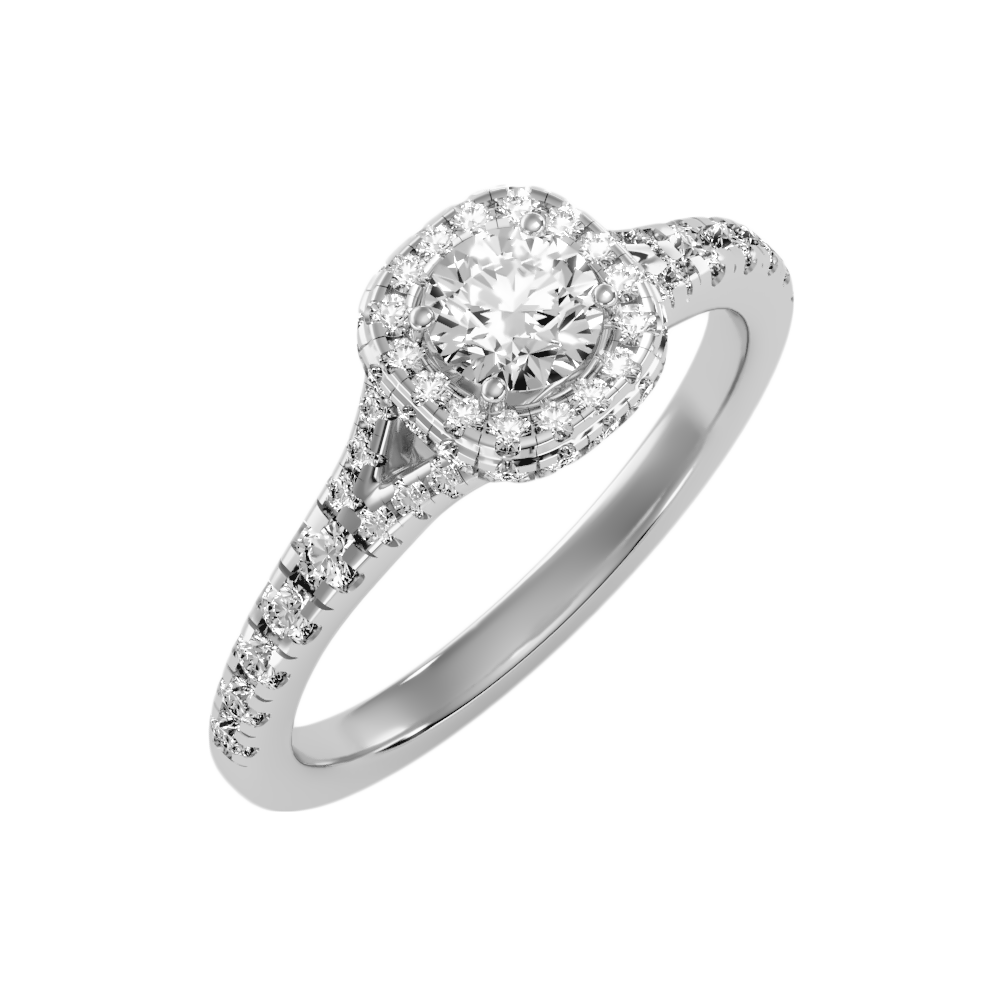 Bene Halo Ring In 925 Sterling Silver - One
