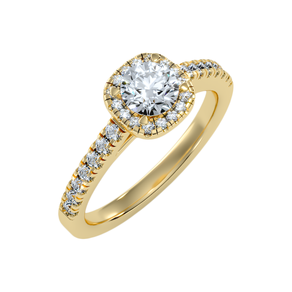 Bern Halo Diamond Engagement Ring In 925 Sterling Silver - One