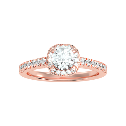 Bern Halo Diamond Engagement Ring In 925 Sterling Silver - Five