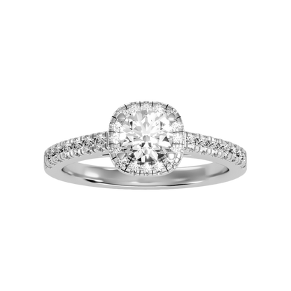 Bern Halo Diamond Engagement Ring In 925 Sterling Silver - Nine